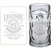 Luxentu Bierkrug mit Gravur Legende seit 60 Jahren 0,5 Liter