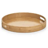 Zeller Glazen/kopjes dienblad van bamboe hout 38 x 5 cm rond model - Dienbladen