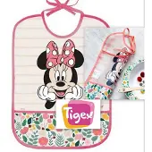 Tigex | Waterdichte Slabbetje | Disney Minnie | Roze | 6 m+ Roze