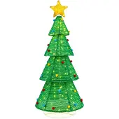 Costway LED kunstkerstboom, verlichte kerstboom van 192 cm met LED-lampjes