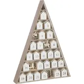 J-Line decoratie Boom + Huis Adventskalender - multiplex - wit/naturel