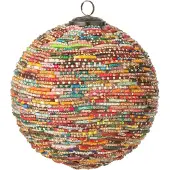 J-Line kerstbal Kralen - glas - rood/goud - large