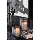 J-Line vaas Gestreept - glas - zwart - small