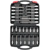 YATO Dopsleutel + dopmoer, YT-77542, Bitsleutelset, 26 stuks, lengte 55-200 mm, S2-staal, 1/2-inch aandrijving