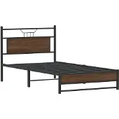 vidaXL Bedframe zonder matras 107x203 cm spaanplaat bruin eikenkleurig