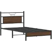 vidaXL Bedframe zonder matras bewerkt hout bruin eikenkleur 100x190 cm