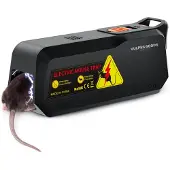 Vulpes goods – Elektrische Muizenval Mini – 18,8 x 8 x 6 cm – Voorzien Van 1800V Schokspanning En Dual Power En LED-Indicator En Buzzer – Voor Binnenshuis En Keuken – Zwart ABS Kunststof