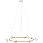 QAZQA Moderne hanglamp hout print met wit 6-lichts - Jeana Circle