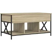 vidaXL Salontafel Sonoma-eik, 100x55x50 cm, gemaakt van houtvezel en metaal