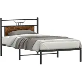 vidaXL Bedframe zonder matras spaanplaat gerookt eikenkleurig