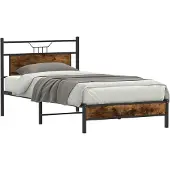 vidaXL Bedframe zonder matras 107x203 cm spaanplaat gerookt