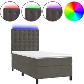 vidaXL Boxspring met matras en LED fluweel donkergrijs 80x200 cm