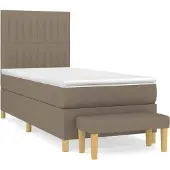 vidaXL Boxspring met matras stof taupe 90x190 cm