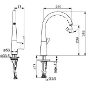 Hansa Designo - Keukenkraan, geborsteld staal 5101228380