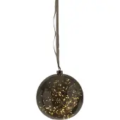 Star Trading LED-decoratiebol Glow van glas, Ø 20 cm rookgrijs, alu / grijs / zink, Glas, LED kerstverlichting
