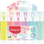 Maped FLUO PEPS PASTEL HIGHLIGHTER 6PK