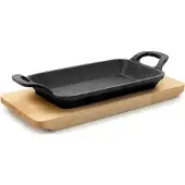 Lacor Bistro Serveerpan - Gietijzer - met houden plankje - Rechthoekig - 10x20cm