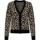 ONLY Gebreid vest 'ONLLeo' beige gemêleerd / zwart