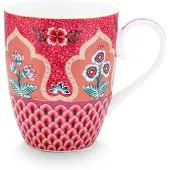 Pip studio grote mok Flower festival scallop deco dark pink 350ml