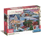 Clementoni – Puzzel – 500 Stukjes – Kersttrein - Kersttafereel – Puzzel Voor Volwassenen