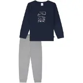 Schiesser Nachtkledij 'Boys World' navy / grijs gemêleerd