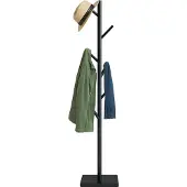 Relaxdays 10051396_46, vloermodel, hout, 8 haken, zwart, hout, 24 kg