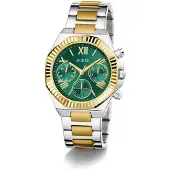 GUESS Analoog horloge 'Equality' goud / groen / zilver