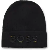 BOSS Kinderbeanie met logostiksel en -studs Maat 58