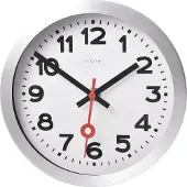 Nextime Station – Wandklok/Tafelklok – 19 cm – Geborsteld Aluminium – Wit
