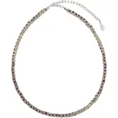 Behave – Ketting – Zilverkleurig – Honingbruin En Cognacbruine Kristallen – Nikkelvrij