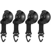 INF Haken met zuignap en driehoekige gesp, 4-pack zwart