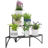 Outsunny plantenstandaard - metaal - zwart - 87L x 60B x 60H cm