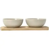 Villa Collection Shoku bamboe dienblad met 2 schalen Beige