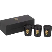 J-Line geurkaars Doodskop Nuit Noire - Mysterious Palace - glas - zwart - 16U - doos van 3