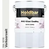 Holdbar PVC-Vloer Coating Verkeerswit (RAL 9016) 2,5 Kg - Vloerverf - Alle kleuren - Hecht direct op PVC - Slijtvast - UV-bestendig - Gemakkelijk te reinigen - Beschermt PVC-Vloer - 2 Componenten Verf