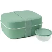 Amuse Bento Lunchbox 3-in-1 Sage - Brooddoos met elastiek en lekvrij sauspotje - Broodtrommel - BPA-vrij - Groen - 900ml + 600ml + 85ml
