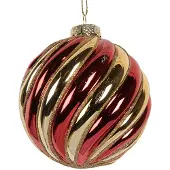Clayre & Eef Kerstbal Overig Ø 8x8 cm Goudkleurig Rood Glas Kerstballen