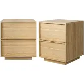 Sweeek Nachtkastje houtlook met 2 lades (set van 2) Naturel