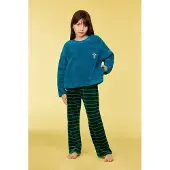 Woody huispak unisex - groenblauw - duif - 252-10-WPI-M/795 - maat 164