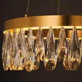 Brilliant Hanglamp kristal Celestia, dimbaar, messing / goud, Woon-/ Eetkamer, metaal, hanglamp