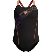 Speedo Eco Medley Logo Medalist meisjes badpak zwart oranje maat 152/158
