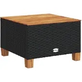 vidaXL Tuintafel 55x55x36 cm poly rattan en acaciahout zwart