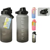Excellent Waterfles met motiverende maatbeker, 2 liter, sportfles met handvat.