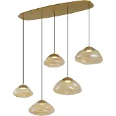 QAZQA Hotel Chique Hanglamp Messing met Amber Glas 5-Lichts - Gus