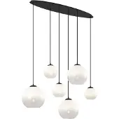 QAZQA Moderne hanglamp zwart met wit glas rechthoekig 6-lichts - Misty