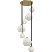 QAZQA Hotel Chique hanglamp messing met wit glas rond 7-lichts - Misty