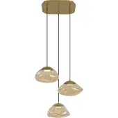 QAZQA Hotel Chique Hanglamp Messing met Amber Glas 3-Lichts - Gus