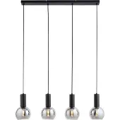 Lighto Art deco hanglamp zwart met smoke glas 4-lichts - Juna