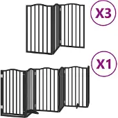 vidaXL Hondenhek inklapbaar 15 panelen 750 cm populierenhout zwart