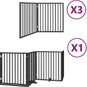 vidaXL Hondenhek inklapbaar 10 panelen 800 cm populierenhout zwart